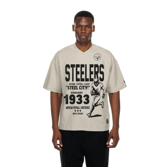 Camiseta New Era Oversize Pittsburgh Steelers NFL Masculina - Foto 1