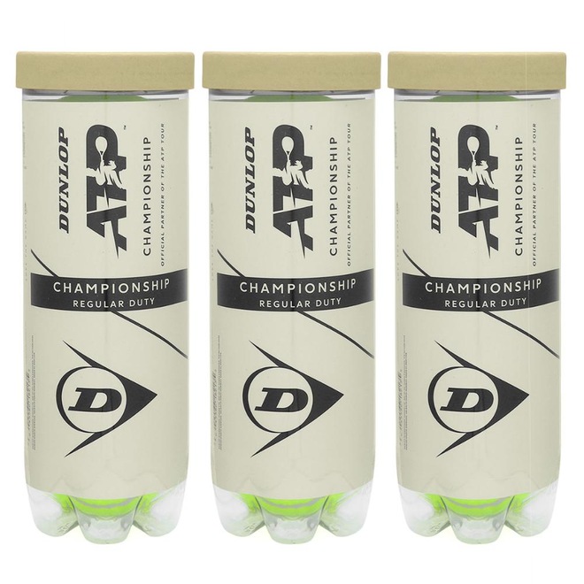 Bola de Tênis Dunlop ATP Championship Regular Duty - Pack com 3 Tubos - Foto 1