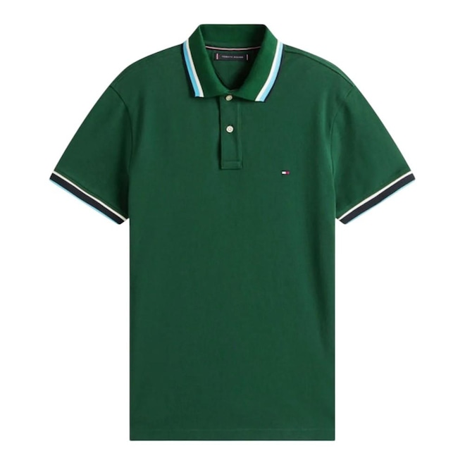 Camisa Polo Tommy Hilfiger Cuff Interest Slim Fit Masculina - Foto 1