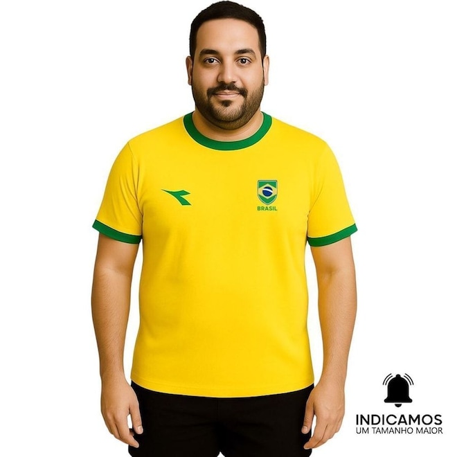 Camiseta Diadora Brasil Small Logo Plus Size Masculina - Foto 1