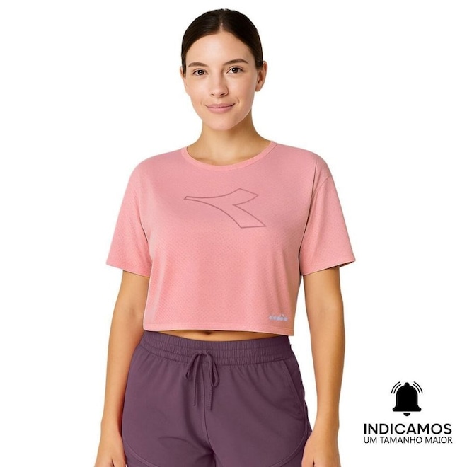 Camiseta Cropped Diadora Uno New Running Feminina - Foto 1