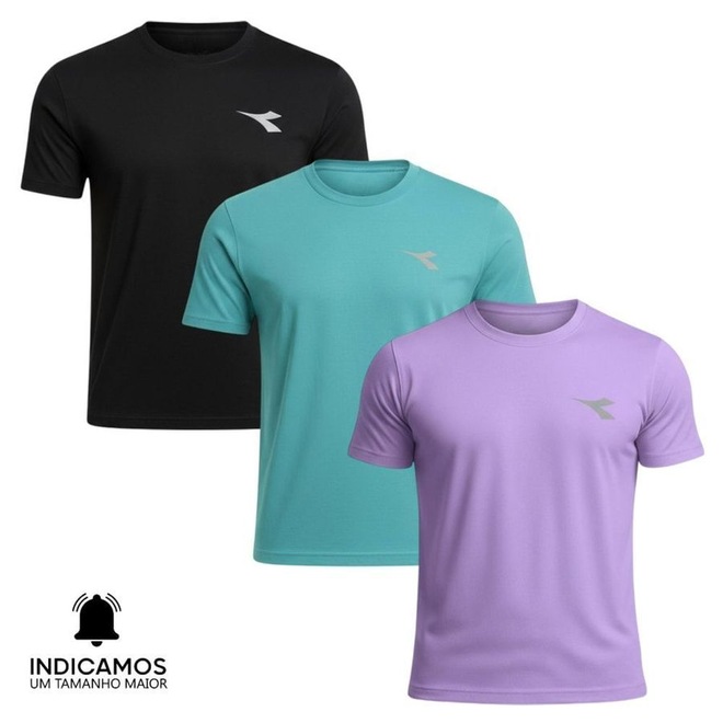 Kit 3 Camisetas Diadora Small Logo Masculina - Foto 1