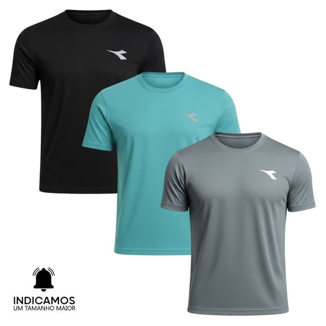 Kit 3 Camisetas Diadora Small Logo Masculina - Foto 1