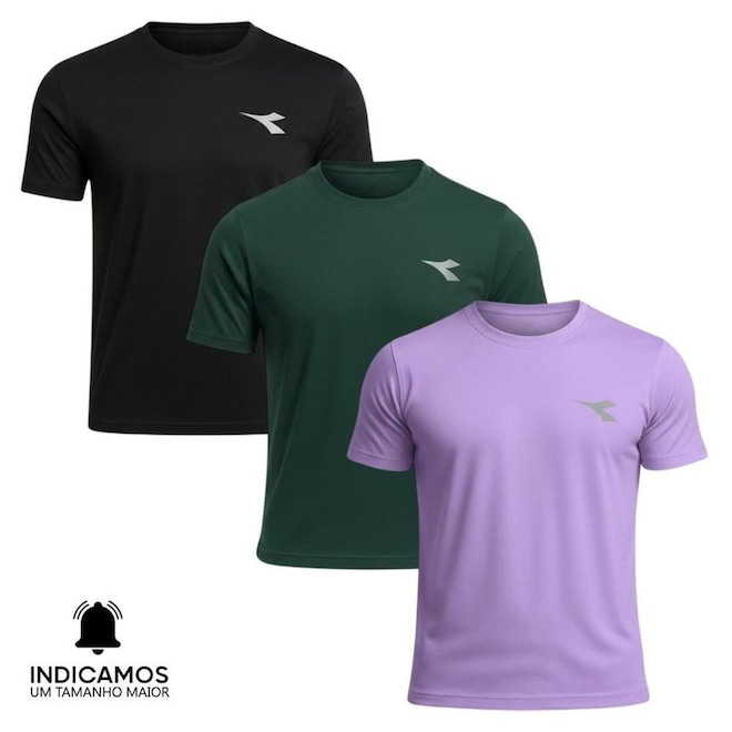 Kit 3 Camisetas Diadora Small Logo Masculina - Foto 1