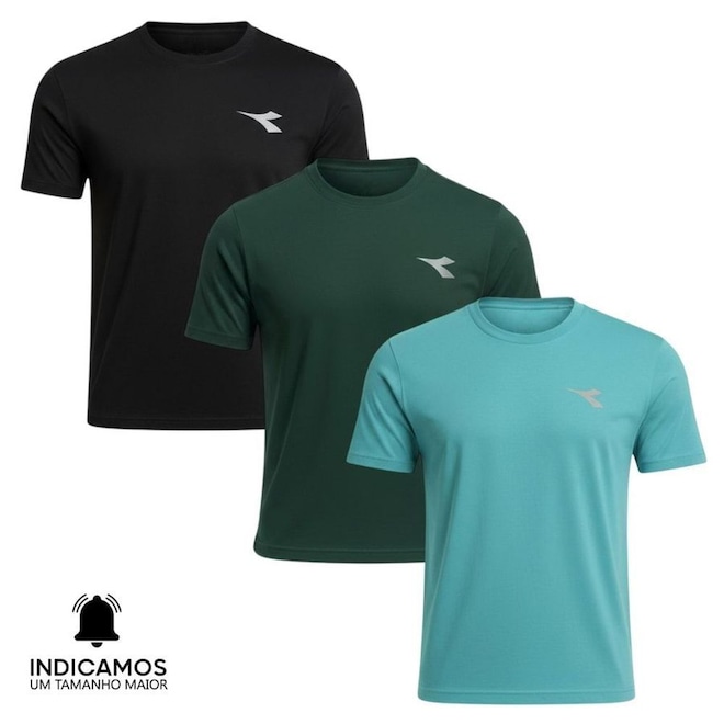 Kit 3 Camisetas Diadora Small Logo Masculina - Foto 1