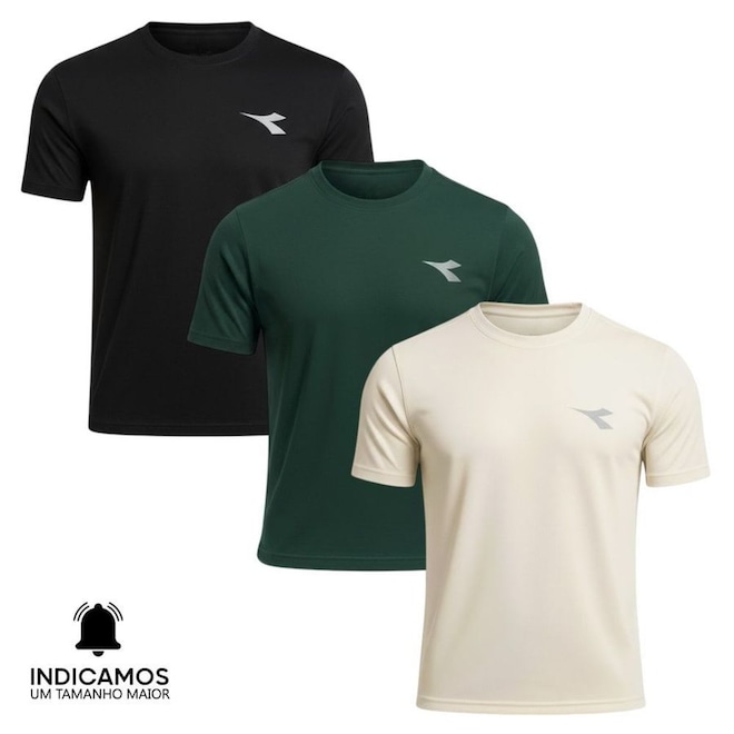 Kit 3 Camisetas Diadora Small Logo Masculina - Foto 1