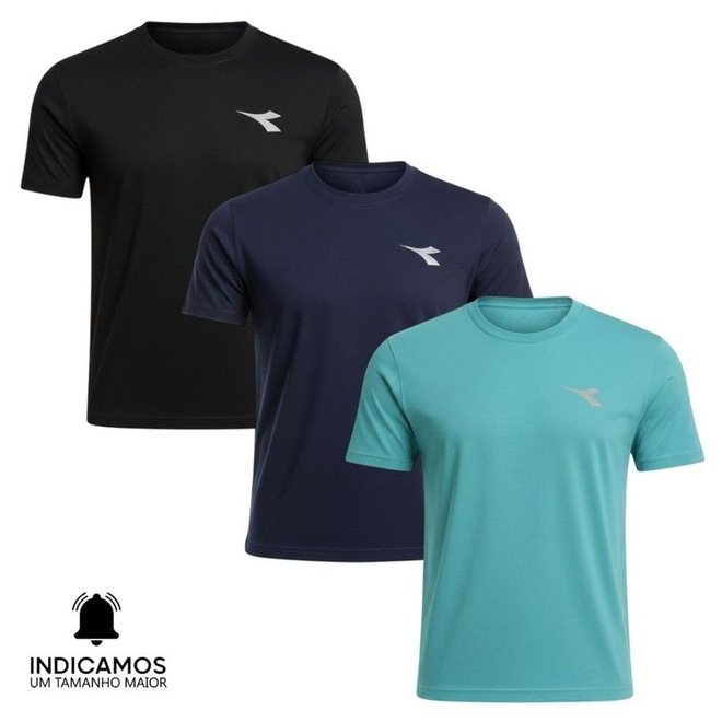 Kit 3 Camisetas Diadora Small Logo Masculina - Foto 1