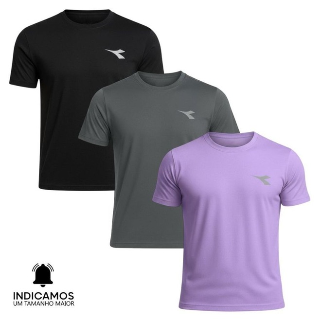 Kit 3 Camisetas Diadora Small Logo Masculina - Foto 1