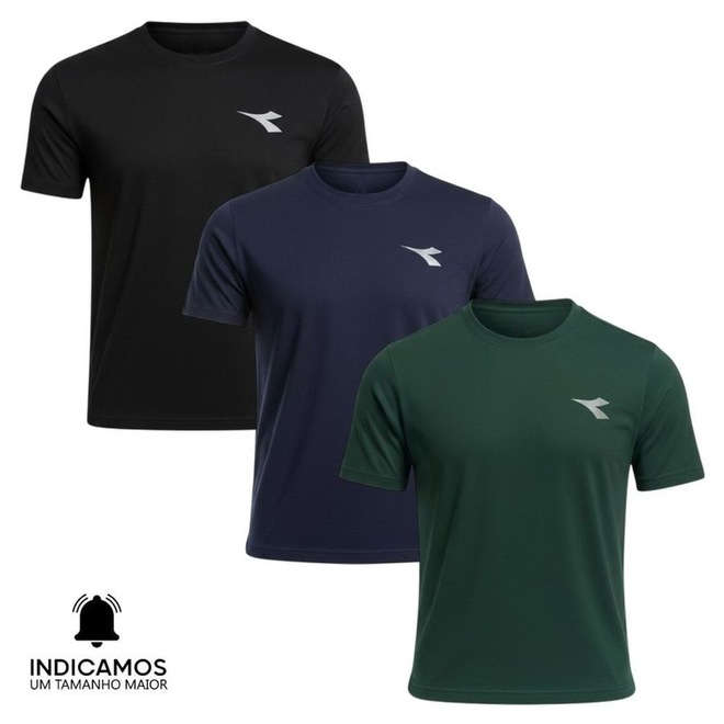 Kit 3 Camisetas Diadora Small Logo Masculina - Foto 1
