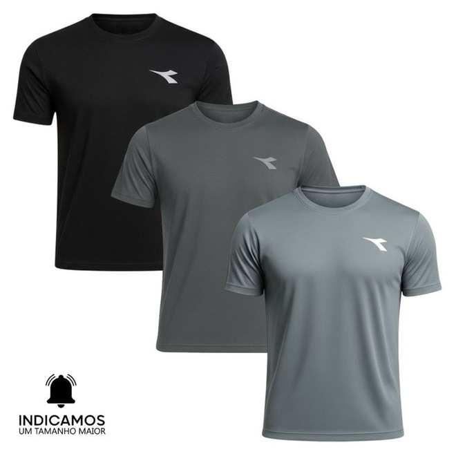Kit 3 Camisetas Diadora Small Logo Masculina - Foto 1