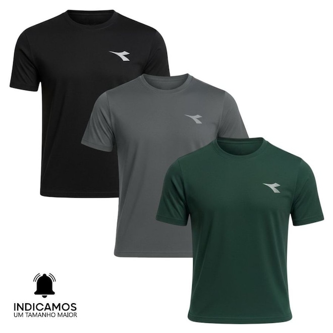 Kit 3 Camisetas Diadora Small Logo Masculina - Foto 1