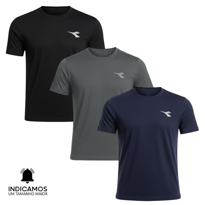 Kit 3 Camisetas Diadora Small Logo Masculina - Foto 1