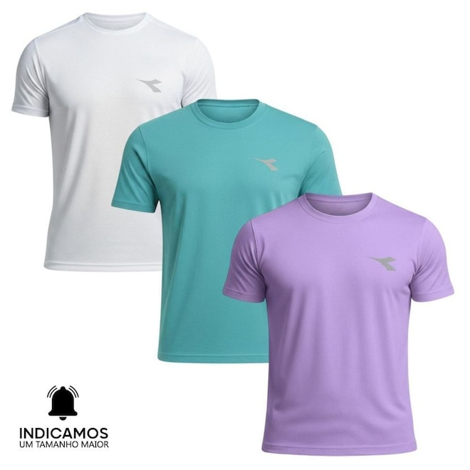 Kit 3 Camisetas Diadora Small Logo Masculina - Foto 1