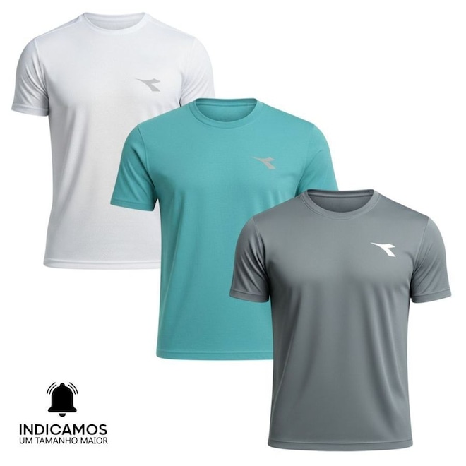 Kit 3 Camisetas Diadora Small Logo Masculina - Foto 1
