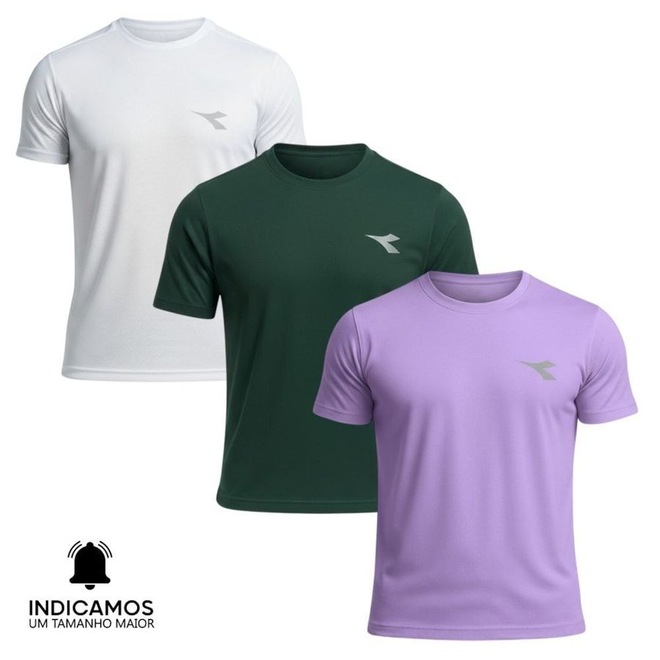 Kit 3 Camisetas Diadora Small Logo Masculina - Foto 1