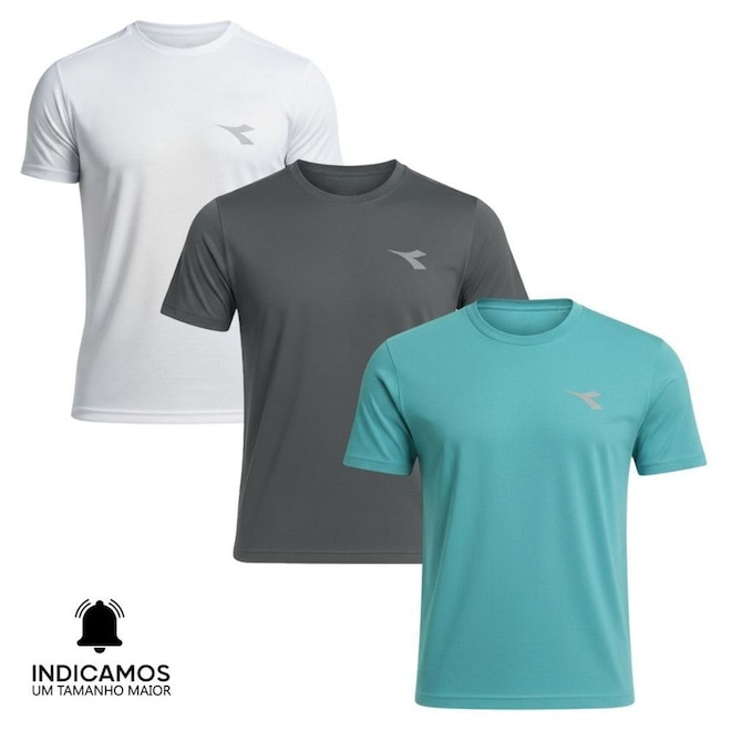 Kit 3 Camisetas Diadora Small Logo Masculina - Foto 1
