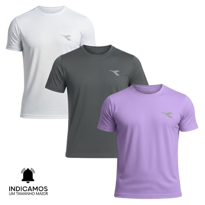 Kit 3 Camisetas Diadora Small Logo Masculina - Foto 1
