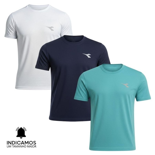 Kit 3 Camisetas Diadora Small Logo Masculina - Foto 1