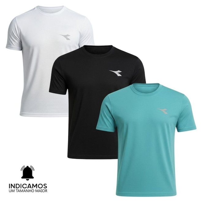 Kit 3 Camisetas Diadora Small Logo Masculina - Foto 1