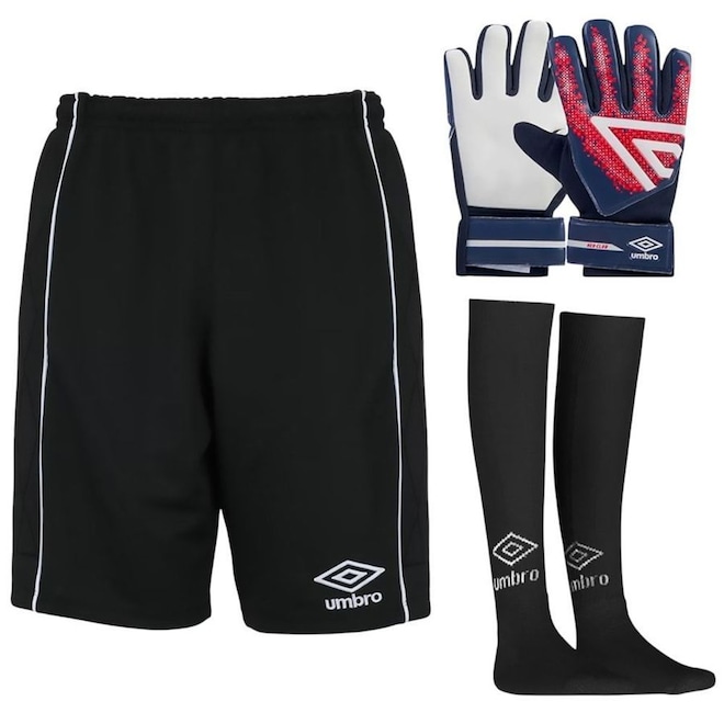Kit Goleiro Umbro Bermuda Shelter + Luva + Meião Infantil - Foto 1