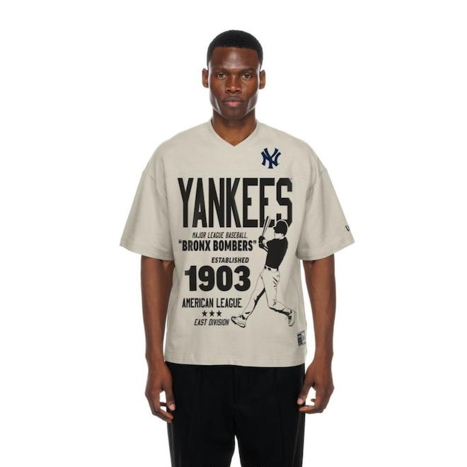 Camiseta New Era Oversize New York Yankees MLB Masculina - Foto 1