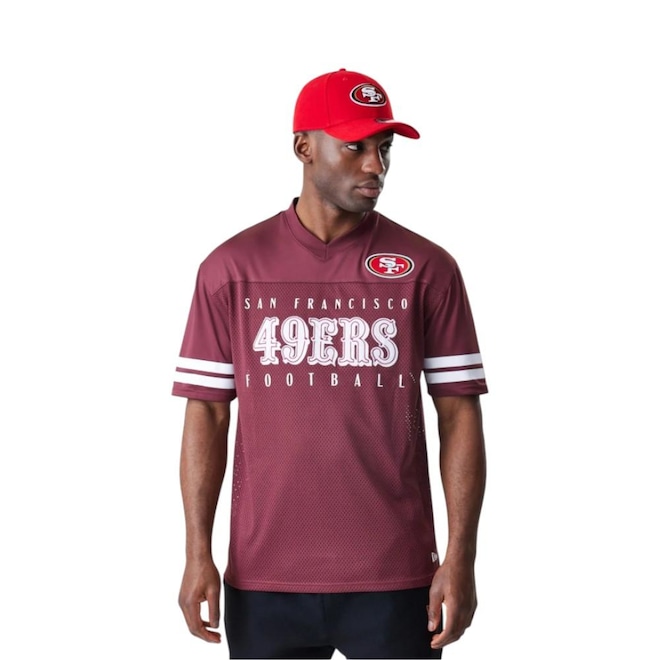 Camiseta New Era San Francisco 49ers Mesh Jersey Masculina - Foto 1