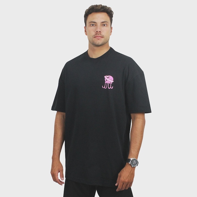 Camiseta Lost x Bob Esponja Octopus Saturm Black - Masculina - Foto 1