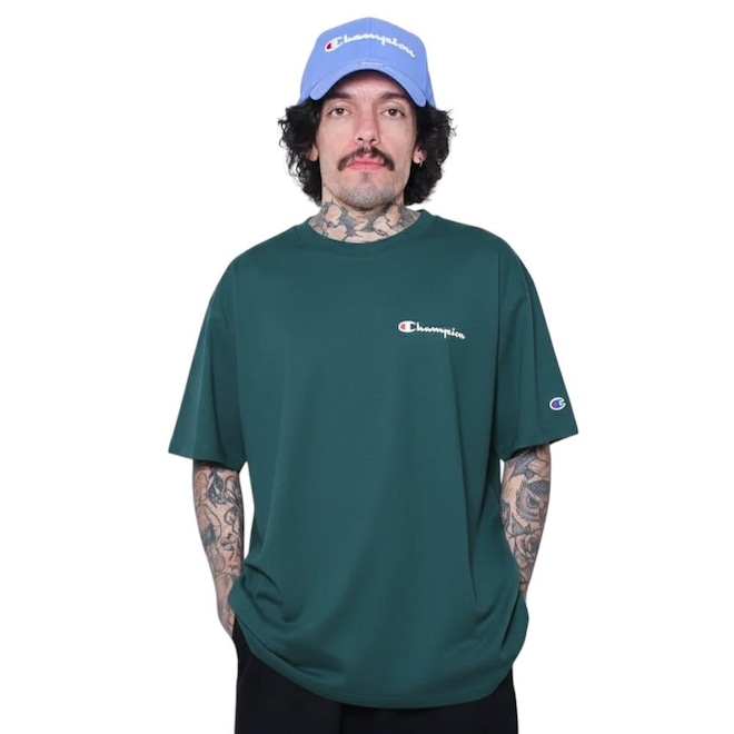 Camiseta Champion Ath Mini Script Logo Ink Masculina - Foto 1