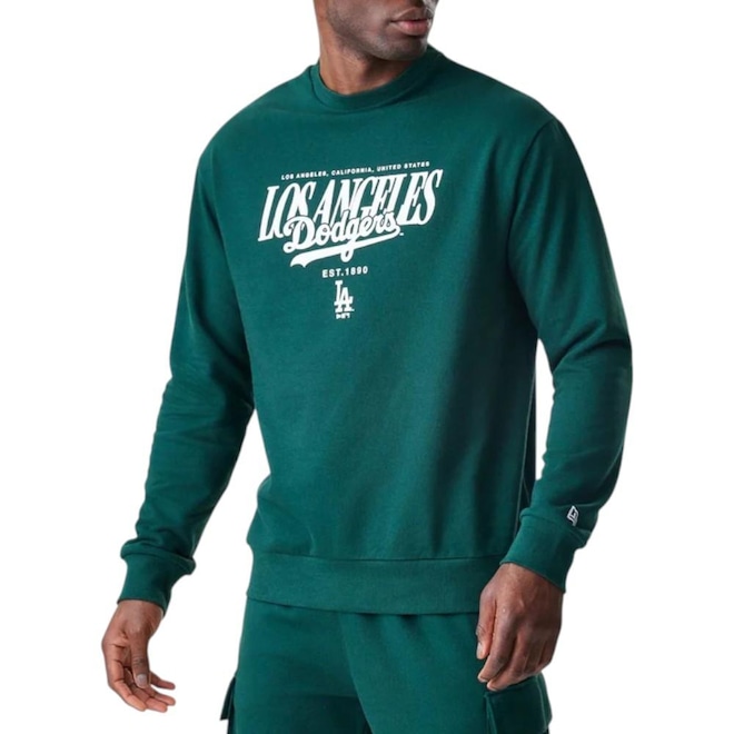 Blusão de Moletom New Era Los Angeles Dodgers Importado Fleece Top Masculino - Foto 1