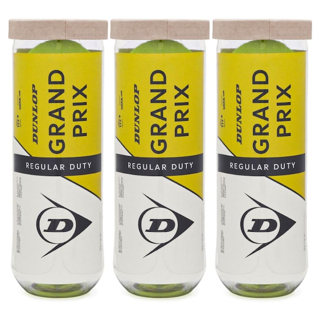 Bola de Tênis Dunlop Grand Prix Regular Duty Saibro - Pack com 3 Tubos - Foto 1