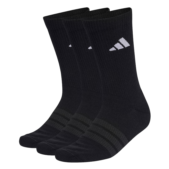 Meia Cano Alto adidas Unissex Cushioned Crew 3 Pares Unissex - Foto 1