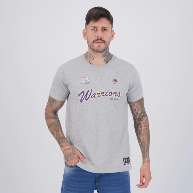 Camiseta NBA Golden State Warriors Cursive Masculina - Foto 1