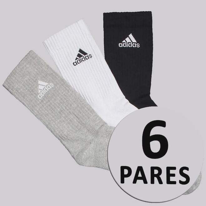 Kit Meia adidas Logo Cano Alto 6 Pares - Foto 1