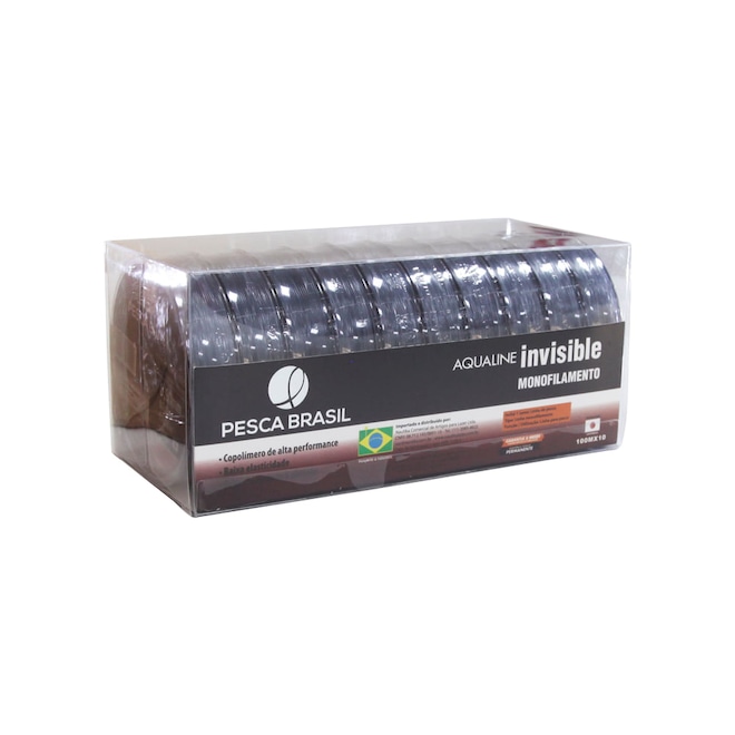 Linha de pesca monofilamento Aqualine Invisible Pesca Brasil 10 unidades - Foto 1
