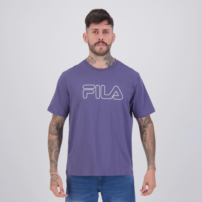 Camiseta Fila Regular Letter Outline Masculina - Foto 1