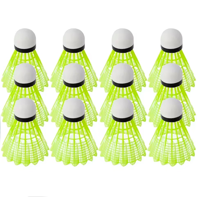 Kit Peteca de Badminton Gold Sports Nylon Amarelo 12 unidades - Foto 1