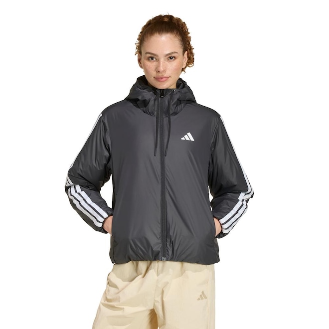 Jaqueta com Capuz adidas Isolamento Essentials CLIMAWARM Três Listras Feminina - Foto 1