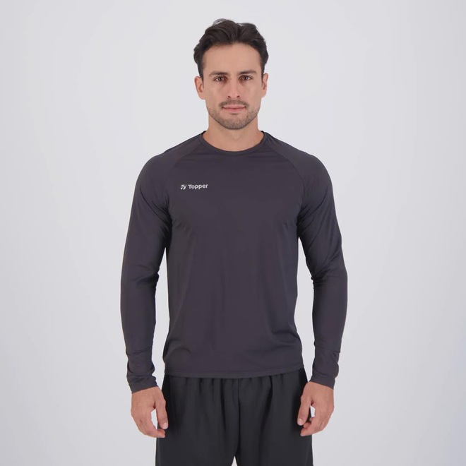 Camiseta Topper Basic Poliamida ML Masculina - treino - Foto 1