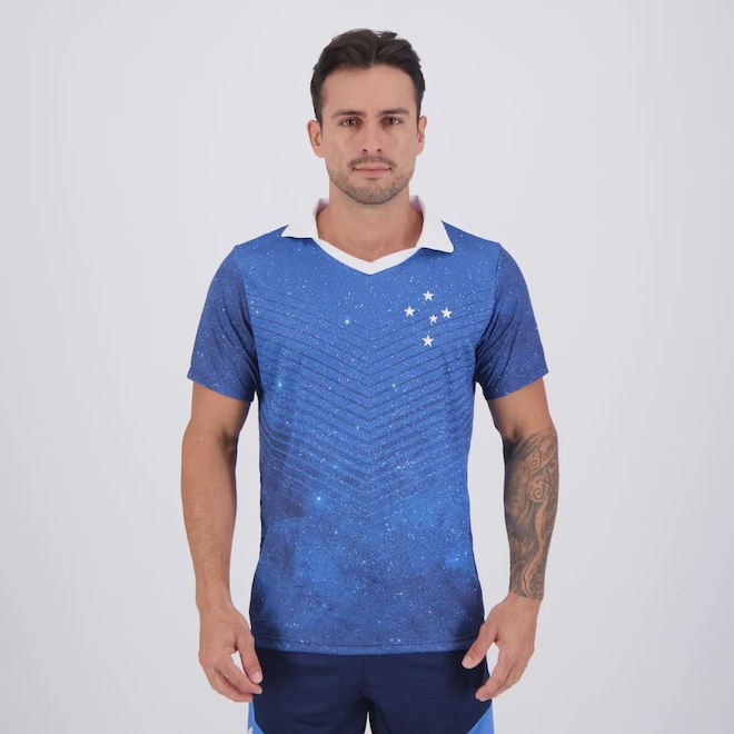 Camisa Polo Cruzeiro Céu Azul Masculina - Foto 1