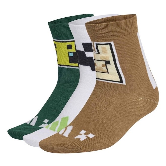 Kit 3 Pares de Meias adidas Minecraft Unissex - Foto 1
