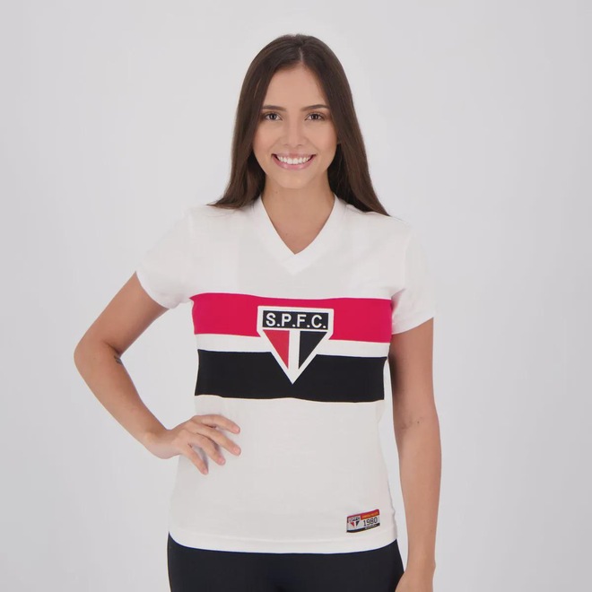 Camisa São Paulo Retrô 1980 Paulistão Feminina - Foto 1