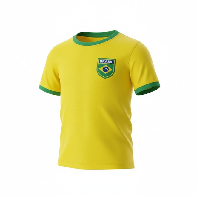 Camisa Brasil Uniforme 1 Torcedor Olden Sports Infantil - Foto 1