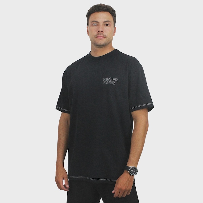 Camiseta Volcom Oversized Time Wave Masculina - Foto 1