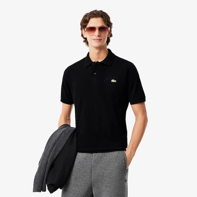 Camiseta Polo Lacoste Masculina – Design Bordado e Caimento Clássico - Foto 1