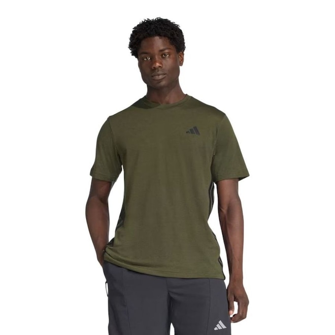 Camiseta adidas Train Essentials 3 Listras Masculina - Foto 1