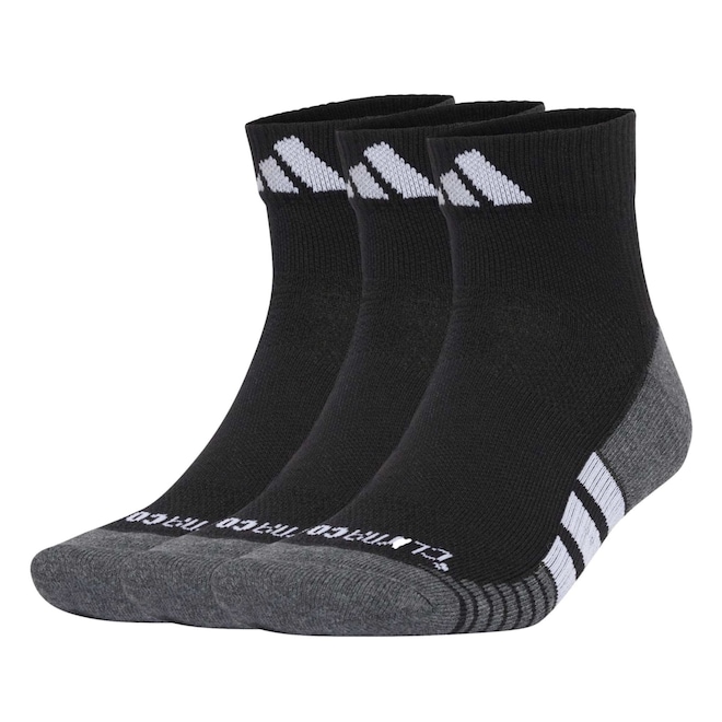 Meia Cano Curto Adidas Amortecimento Performance Climacool 3-Pack Unissex - Foto 1