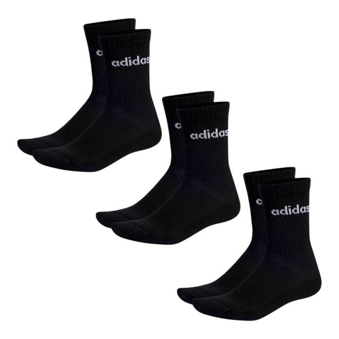 Kit 3 Pares de Meia Cano Alto adidas Linear Crew Unissex - Foto 1