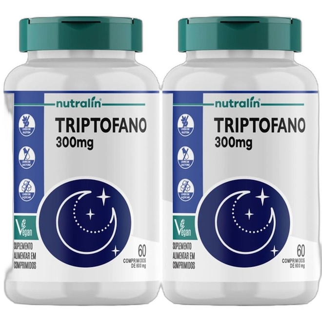 Kit 2X Triptofano 300mg - 60 Comprimidos - Nutralin - Foto 1