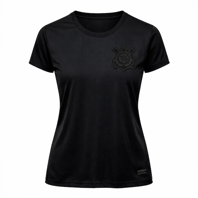 Camisa Corinthians Baby Look All Black Símbolo Coimbra - Feminino - Foto 1