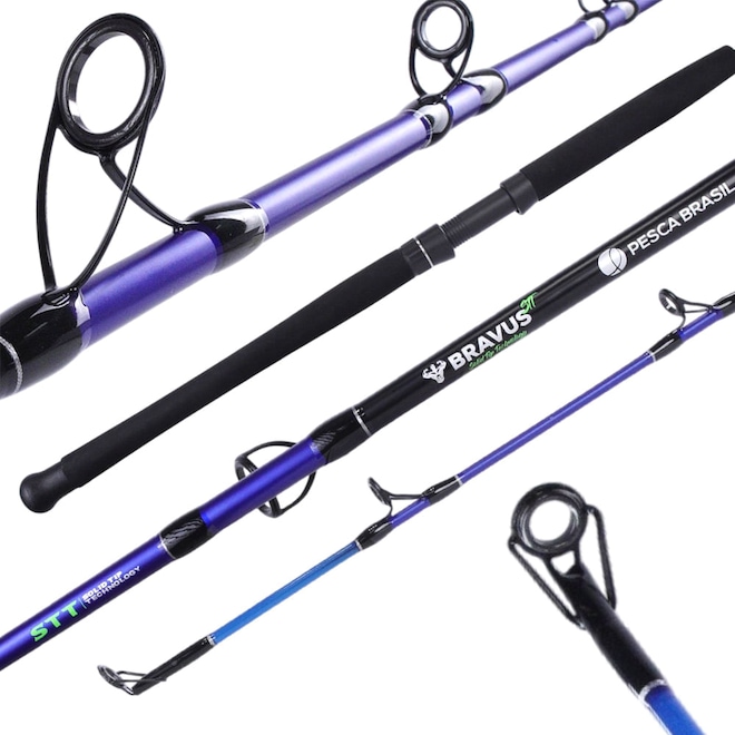 Vara para Carretilha 1,82m Bravus STT Fibra de Carbono 60lbs Pesca Brasil - Foto 1